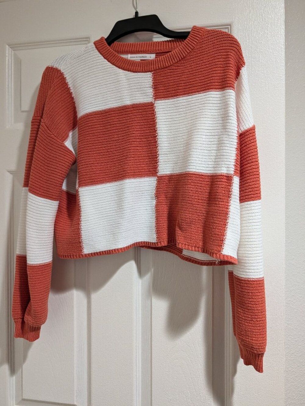 Orange and White knit cropped sweater